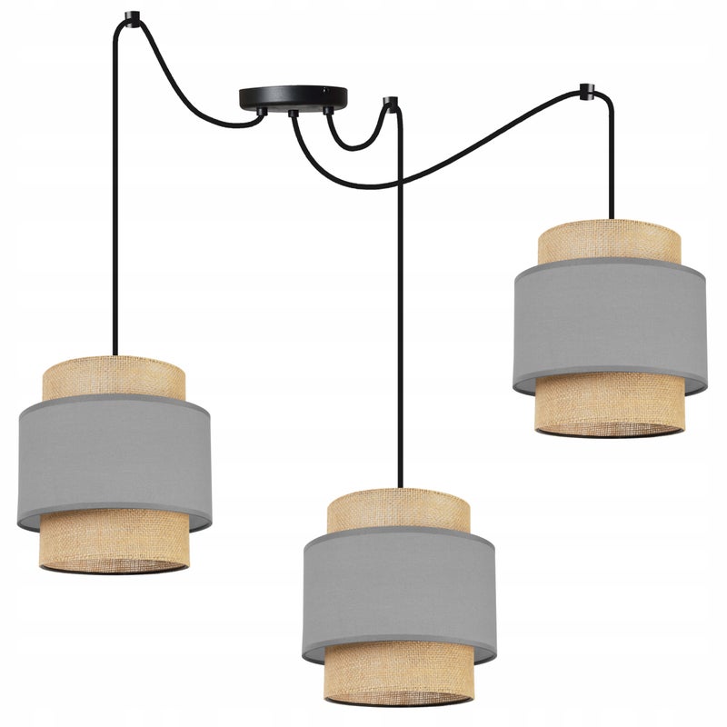 Lampa sufitowa wisząca Boho Pająk loft 4xE27 abażur juta szary Light Home LH