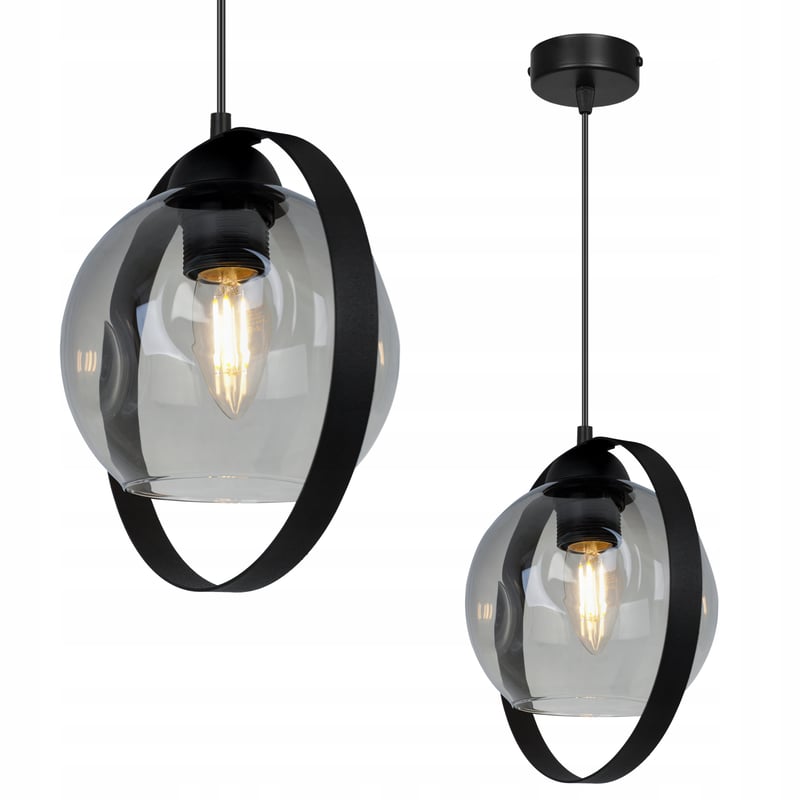 Lampa sufitowa wisząca Ring Rio modern 1xE27 abażur pierścień grafitowy Light Home LH