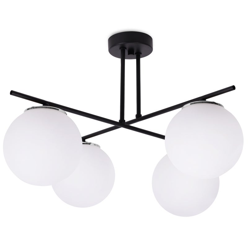 Lampa sufitowa wisząca modern 4xE27 klosz kula biała/srebrna Light Home LH