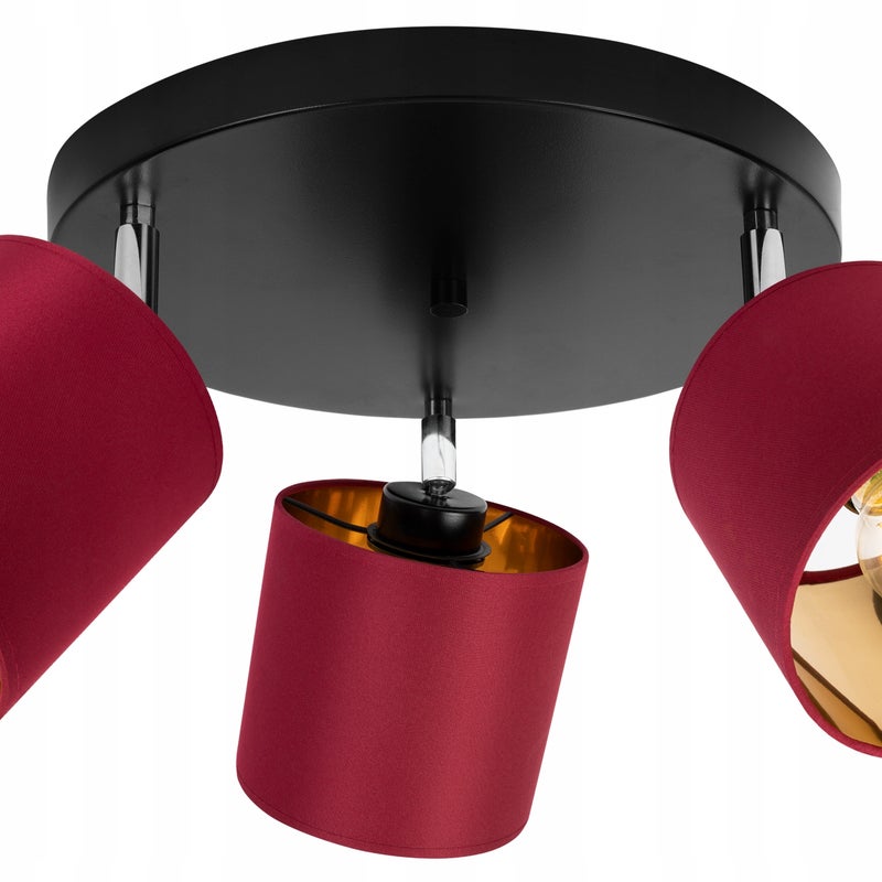 Lampa sufitowa wisząca LED modern 3xE27 klosz owalny złoty/czerwony Light Home LH