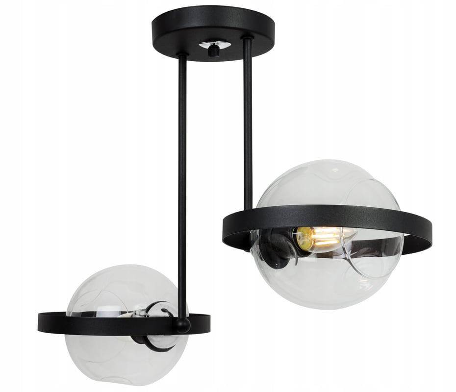 Lampa sufitowa wisząca modern 2xE27 klosz okrągły czarny/transparentny Light Home LH