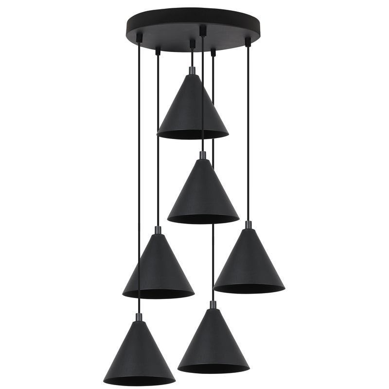 Lampa sufitowa wisząca Soho modern 6xE14 klosz stożek 14cm czarna Light Home LH