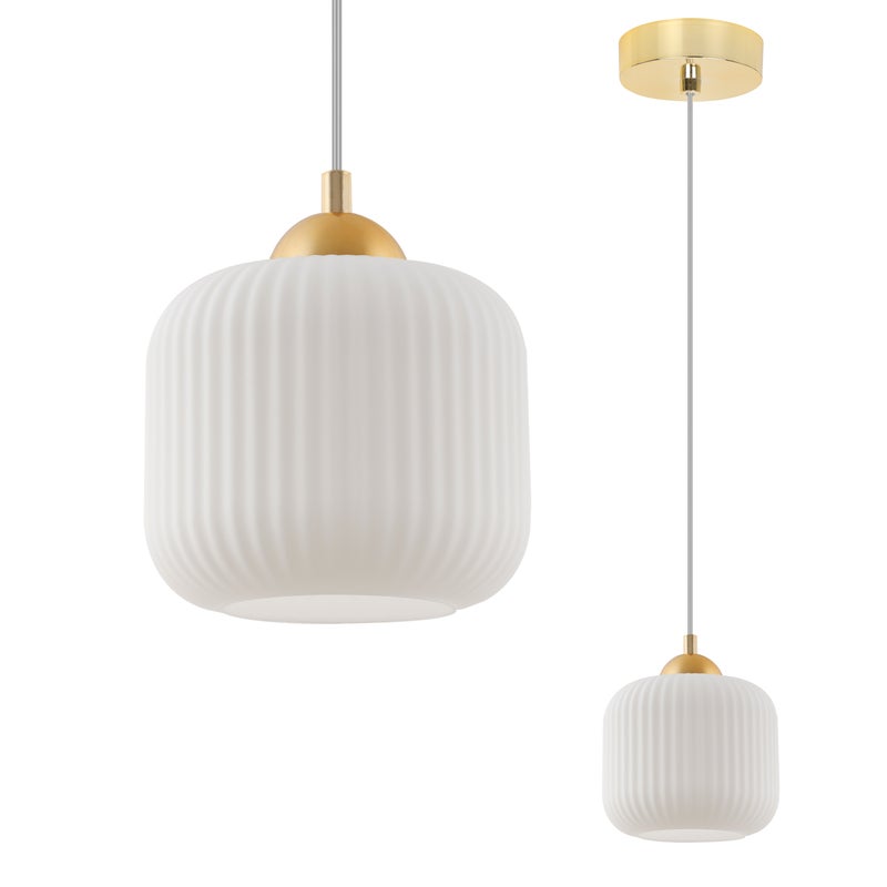 Lampa sufitowa wisząca Riffle loft 1xE27 klosz walec złoty/biały Light Home LH