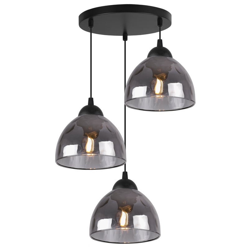 Lampa sufitowa wisząca Venice modern 3xE27 klosz półokrągły czarny/grafitowy Light Home LH