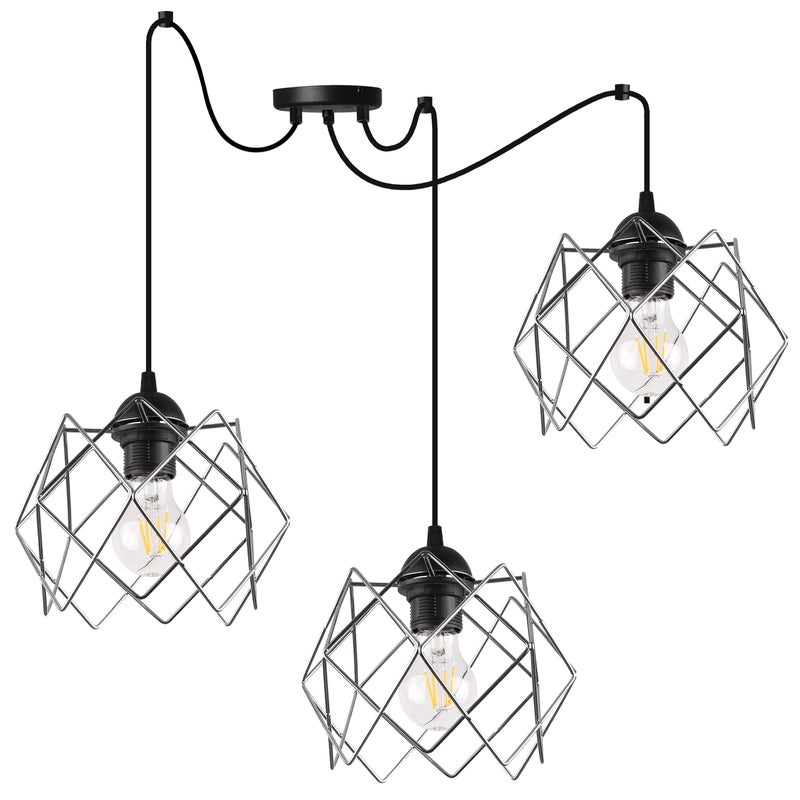 Lampa sufitowa wisząca Stella Pająk czarna modern 3xE27 klosz metalowy srebrny Light Home LH