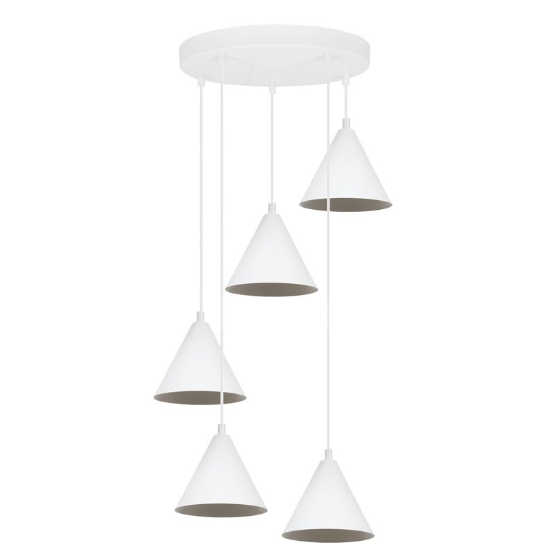 Lampa sufitowa wisząca Soho modern 5xE14 klosz stożek 14cm biała Light Home LH