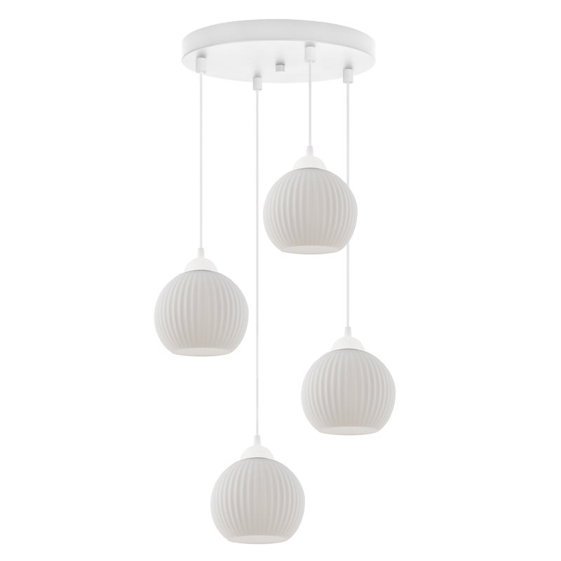 Lampa sufitowa wisząca Riffle loft 4xE27 klosz kula biała Light Home LH