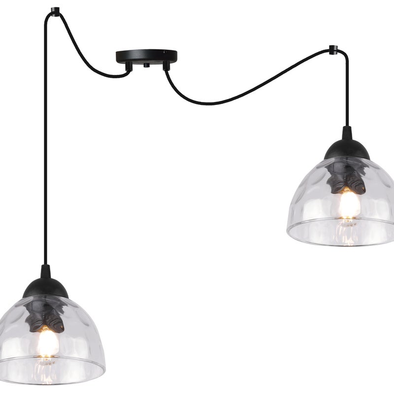 Lampa sufitowa wisząca Venice pająk classic 2xE27 klosz półokrągły transparentny Light Home LH