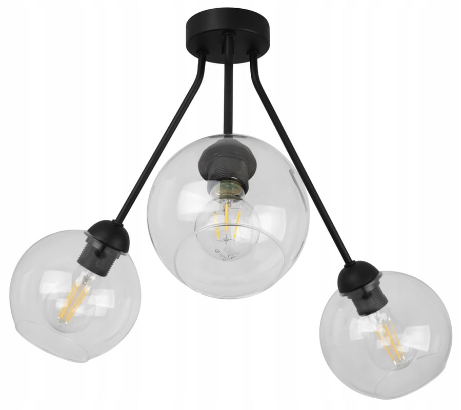 Lampa sufitowa wisząca modern 3xE27 klosz kula transparentna Light Home LH