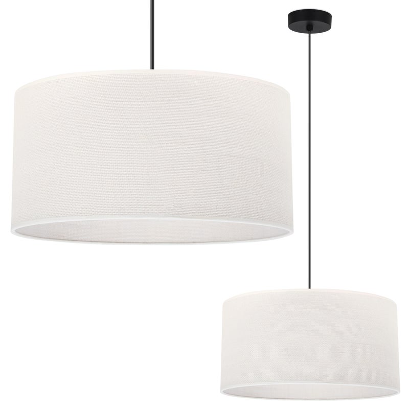 Lampa sufitowa wisząca Juta czarna boho 1xE27 abażur okrągły 35cm biały Light Home LH