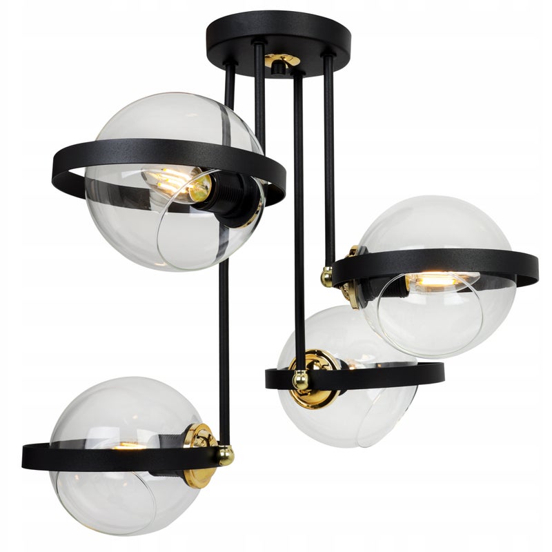 Lampa sufitowa wisząca modern 4xE27 klosz okrągły czarny/transparentny Light Home LH