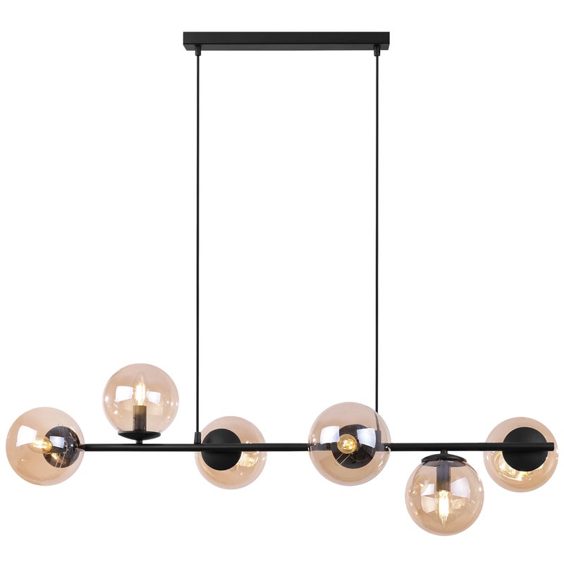 Lampa sufitowa wisząca modern 5xE14 klosz okrągły czarny/miodowy Light Home LH