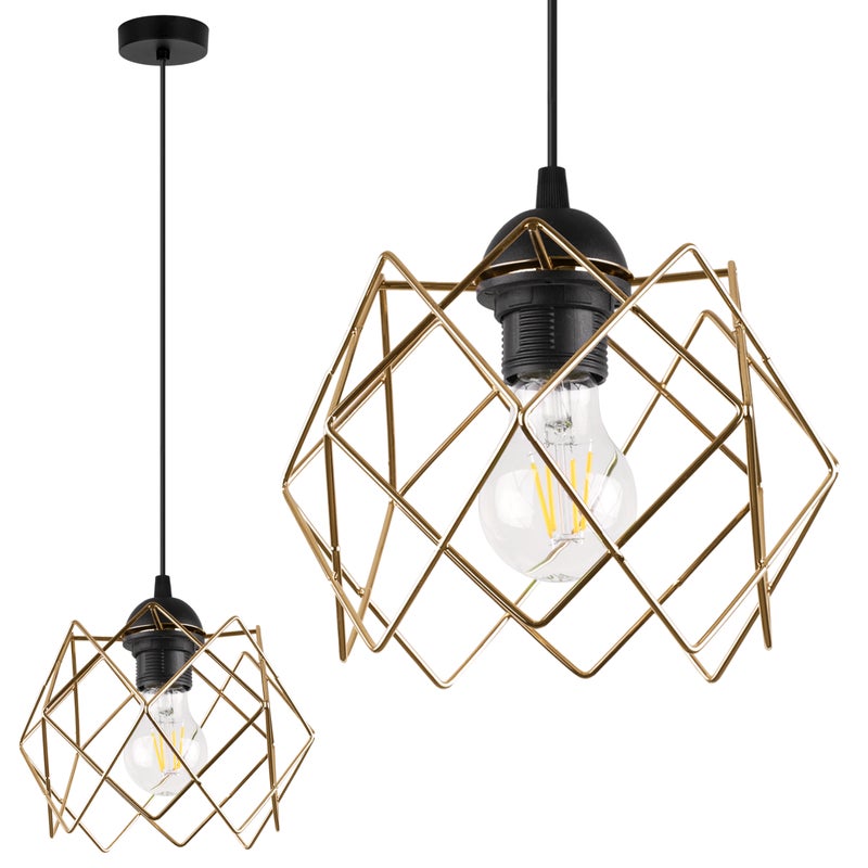 Lampa sufitowa wisząca Stella czarna modern 1xE27 klosz metalowy złoty Light Home LH