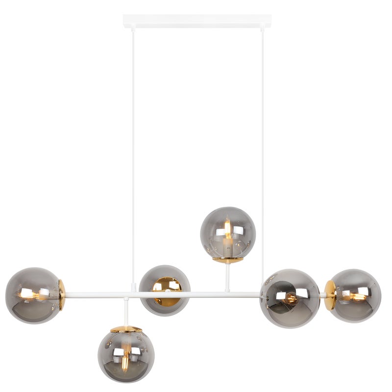 Lampa sufitowa wisząca Siena biała glamour 6xE14 klosz kula grafit/złota Light Home LH