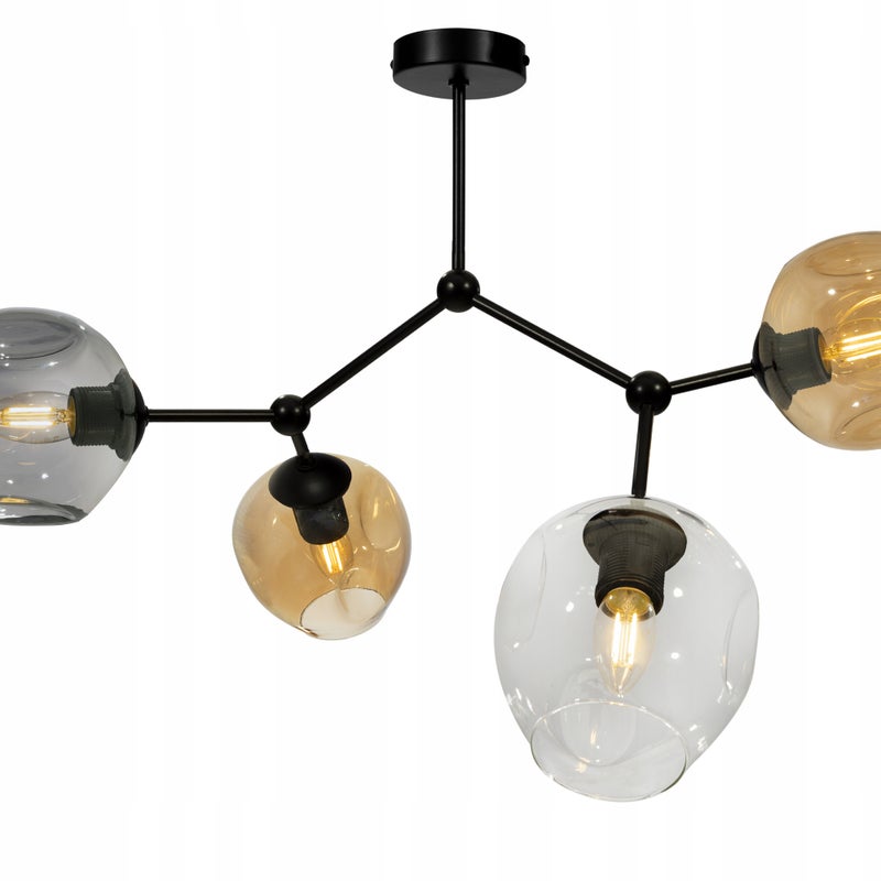 Lampa sufitowa wisząca modern 4xE27 klosz okrągły czarny/wielokolorowy Light Home LH