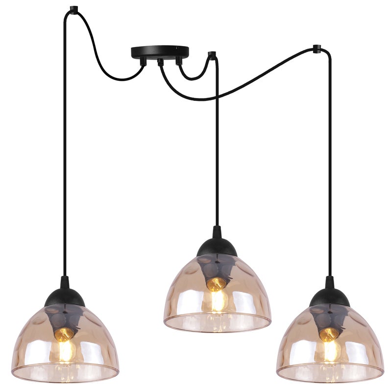 Lampa sufitowa wisząca Venice Pająk czarna modern 1xE27 klosz szklany miodowy Light Home LH