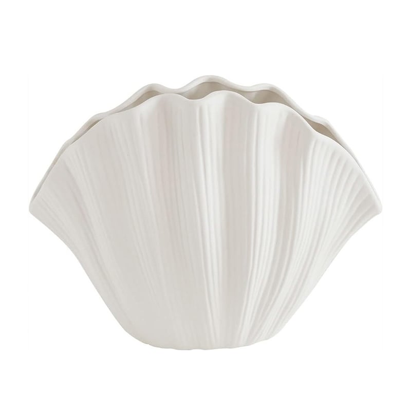 Ceramiczny wazon w kształcie muszli, 28,5 cm, styl nordycki, nowoczesna i wyjątkowa dekoracja domu, biały