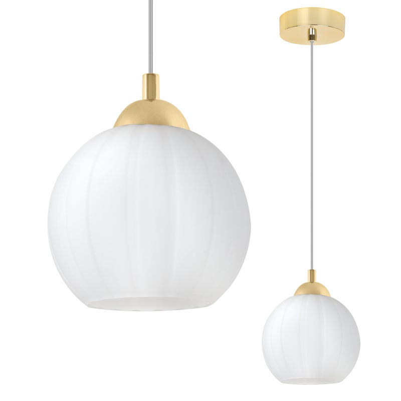 Lampa sufitowa wisząca Costa loft 1xE27 klosz kula biały/złoty Light Home LH