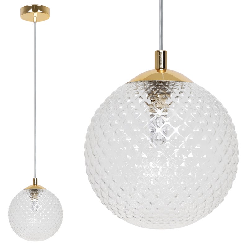 Lampa sufitowa wisząca Cannes złota modern 1xG9 klosz szklany 15cm bezbarwny Light Home LH