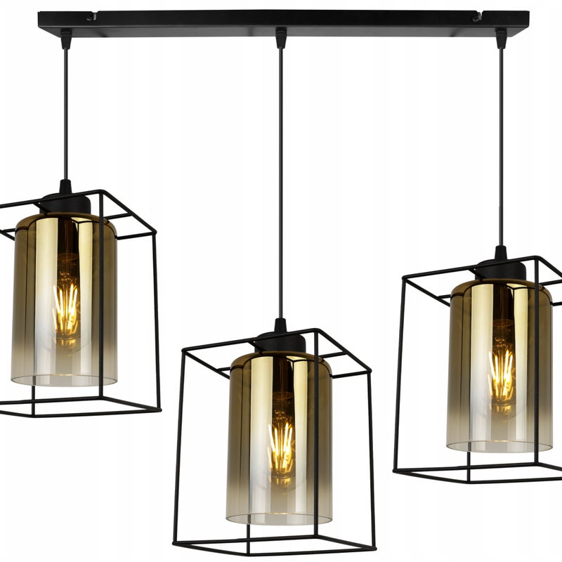 Lampa sufitowa wisząca Hella Cage modern 3xE27 abażur owalny złoty Light Home LH