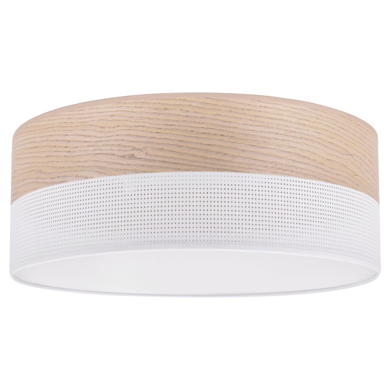 Lampa sufitowa wisząca Wood Plexi loft biała 1xE27 abażur 40cm dąb klasyczny Light Home LH