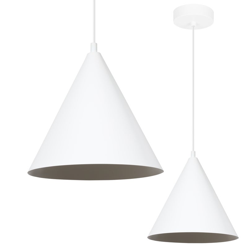 Lampa sufitowa wisząca Soho modern 1xE27 klosz stożek 25cm biała Light Home LH