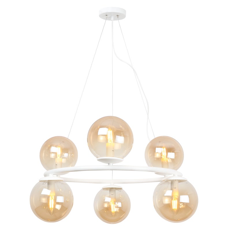 Lampa sufitowa wisząca Aura biała modern 6xE14 klosz kula miodowa Light Home LH