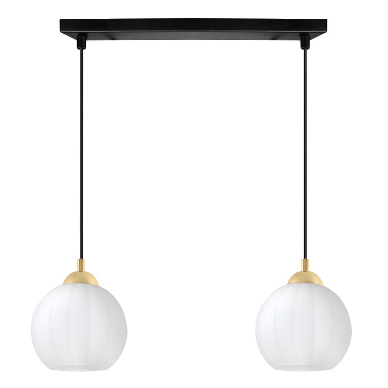 Lampa sufitowa wisząca pozioma Costa loft 2xE27 klosz kula biała/złota Light Home LH