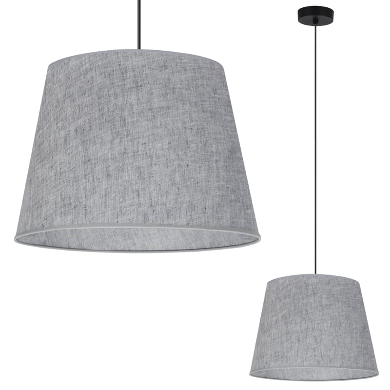 Lampa sufitowa wisząca Len L04 czarna boho 1xE27 abażur stożek 38cm szary Light Home LH