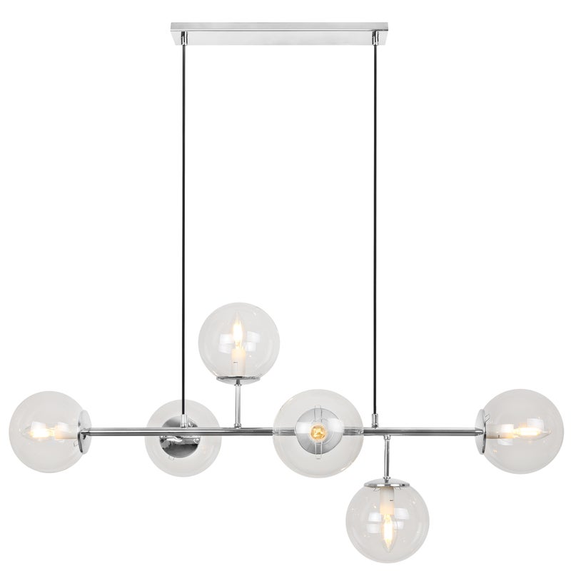 Lampa sufitowa wisząca Siena srebrna glamour 6xE14 klosz kula bezbarwna Light Home LH