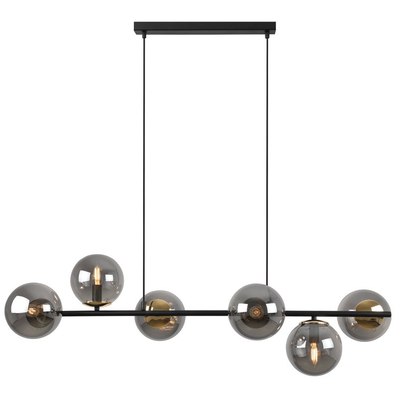 Lampa sufitowa wisząca Siena czarna modern 6xE14 klosz kula grafitowy/złoty Light Home LH