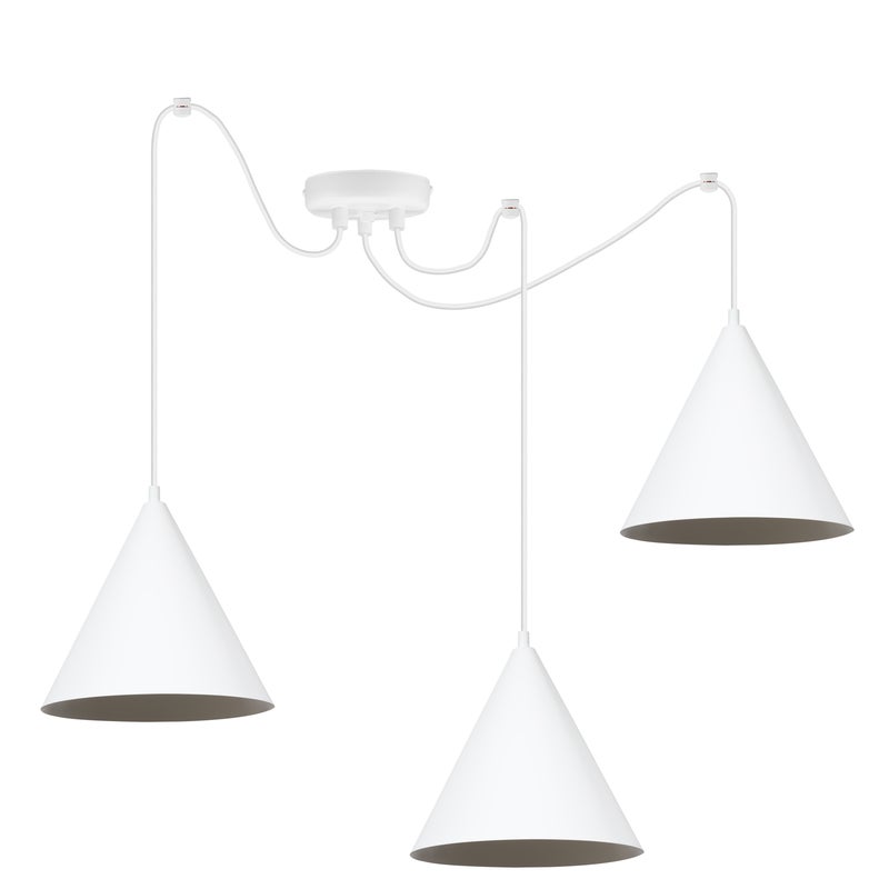 Lampa sufitowa wisząca Soho Pająk modern 3xE27 klosz stożek 27cm biały Light Home LH