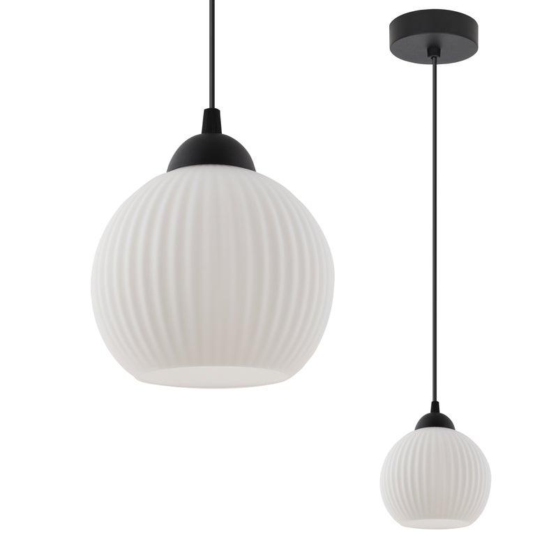 Lampa sufitowa wisząca Riffle loft 1xE27 klosz kula czarna/biała Light Home LH
