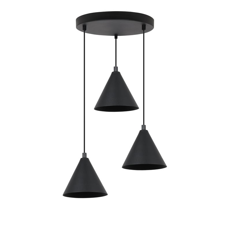 Lampa sufitowa wisząca Soho modern 3xE14 klosz stożek 14cm czarna Light Home LH
