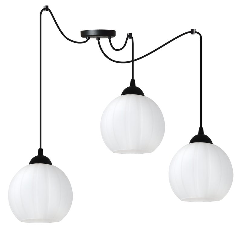 Lampa sufitowa wisząca Costa Pająk loft 3xE27 klosz kula biała Light Home LH