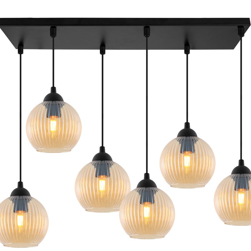 Lampa sufitowa wisząca Riffle loft 6xE27 klosz kula miodowa Light Home LH