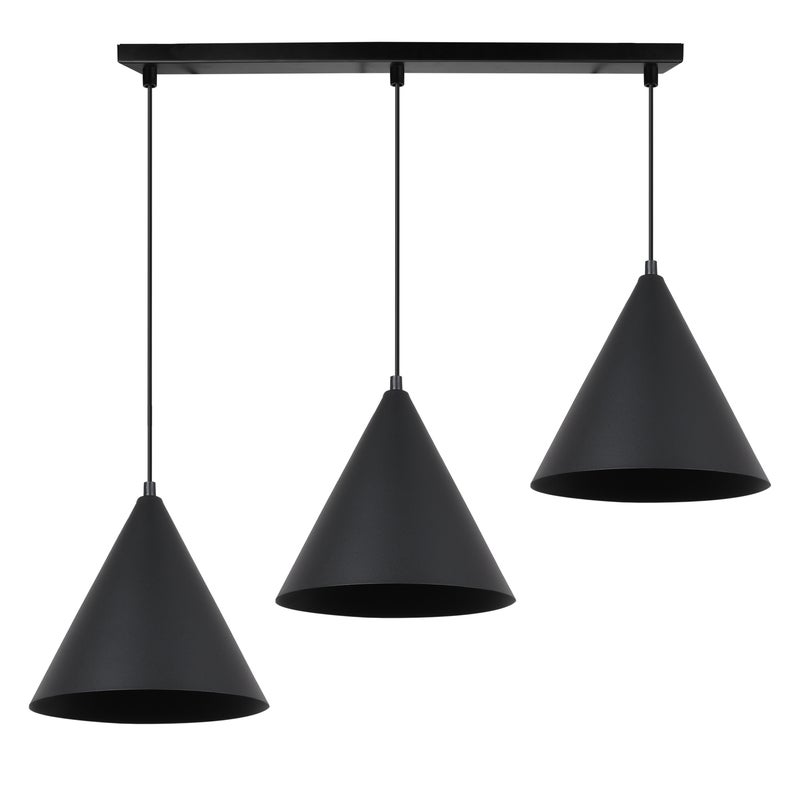 Lampa sufitowa wisząca Soho modern 3xE27 klosz stożek 25cm czarna Light Home LH