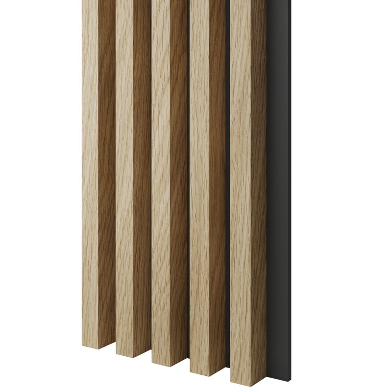 Lamele na czarmej płycie MDF LAMELE3D - Dąb Europejski CPL