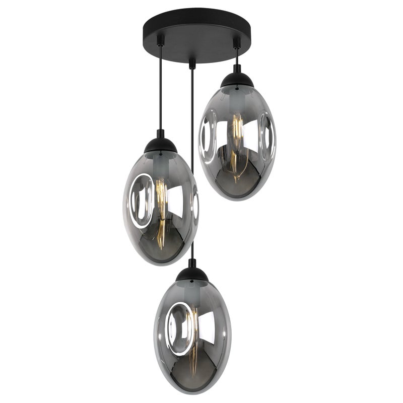 Lampa sufitowa wisząca modern Vigo 3xE27 klosz owalny grafitowy Light Home LH