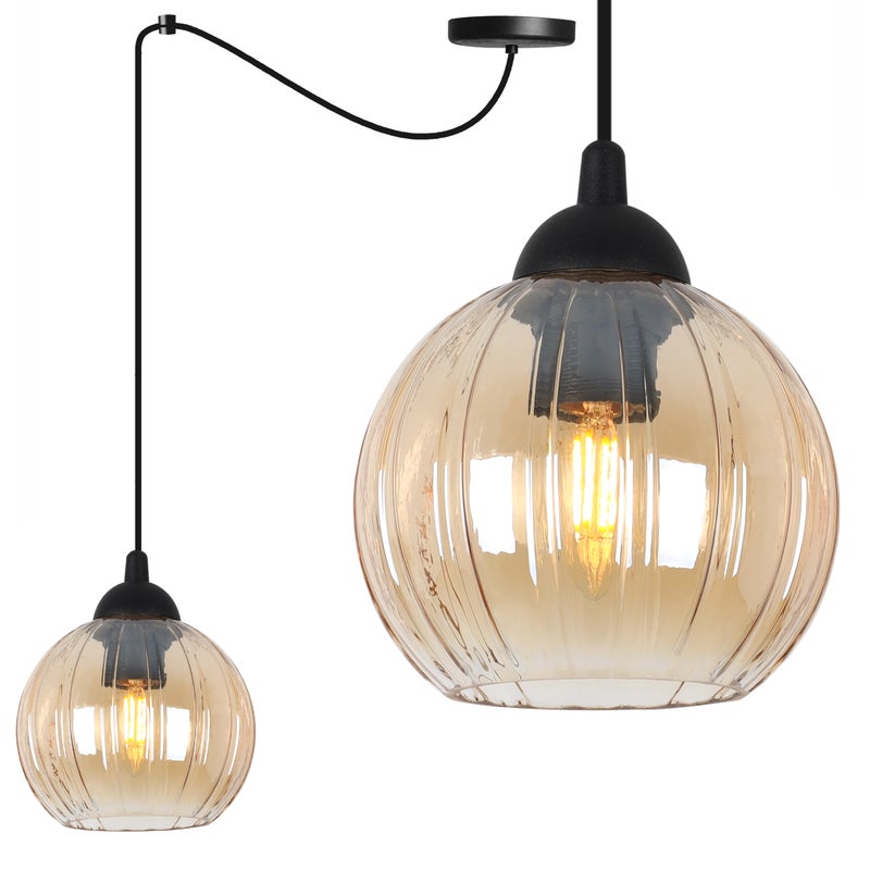 Lampa sufitowa wisząca Costa Pająk loft 1xE27 klosz kula miodowa Light Home LH