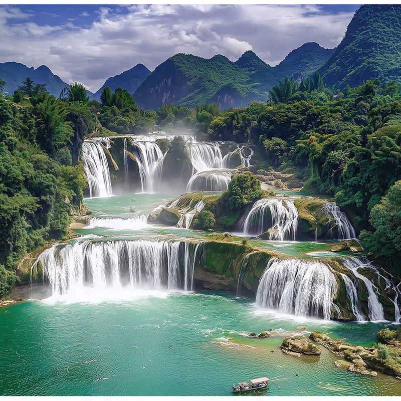 FOTOTAPETA WODOSPAD 3D LAS KRAJOBRAZ NA ŚCIANĘ SYPIALNIA SALON 250x175