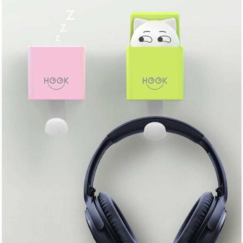 Zestaw 4 samoprzylepnych haczyków w kształcie zwierząt, kreatywnych plastikowych haczyków ściennych z motywem kota, na ręczniki, 2 kg (maks.) do salo