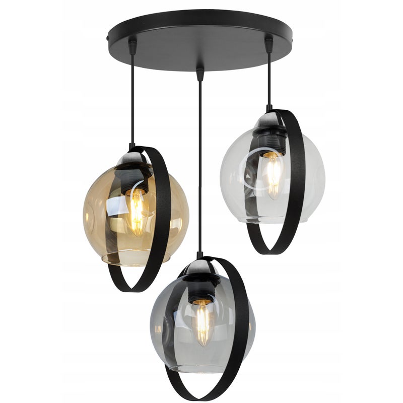 Lampa sufitowa wisząca modern 3xE27 klosz pierścienie czarny/wielokolorowy Light Home LH