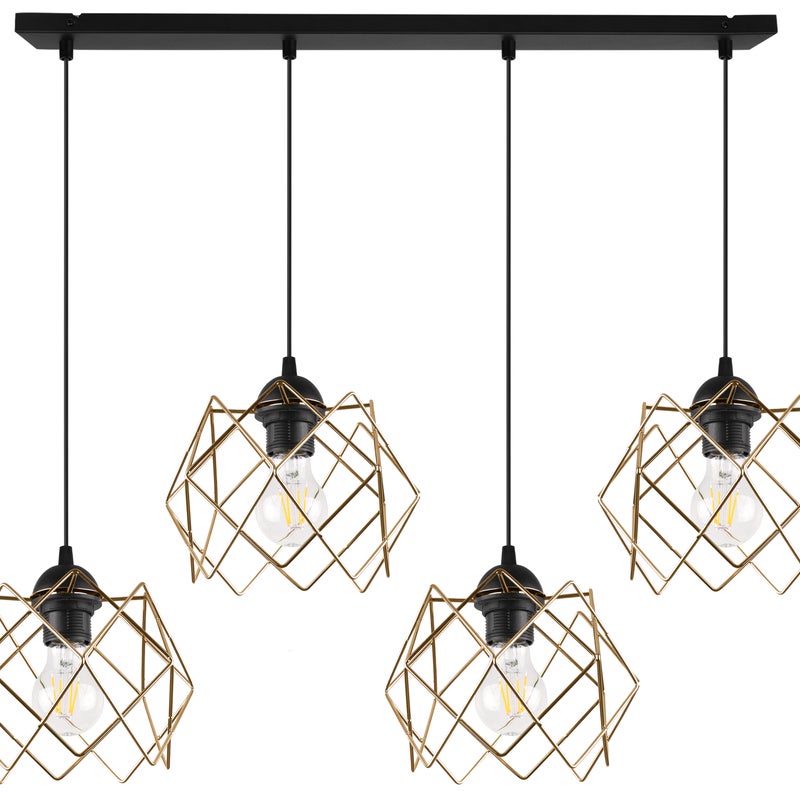 Lampa sufitowa wisząca Stella czarna modern 4xE27 klosz metalowy złoty Light Home LH