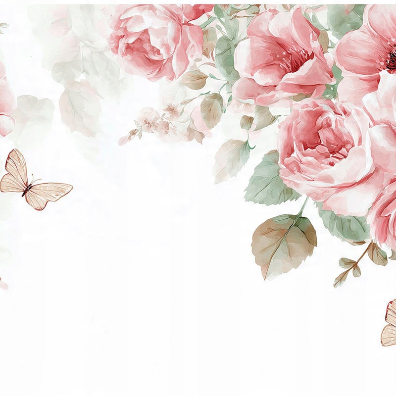 FOTOTAPETA KWIATY RÓŻE WISZĄCE MOTYLE NA ŚCIANĘ SYPIALNIA SALON 400x280