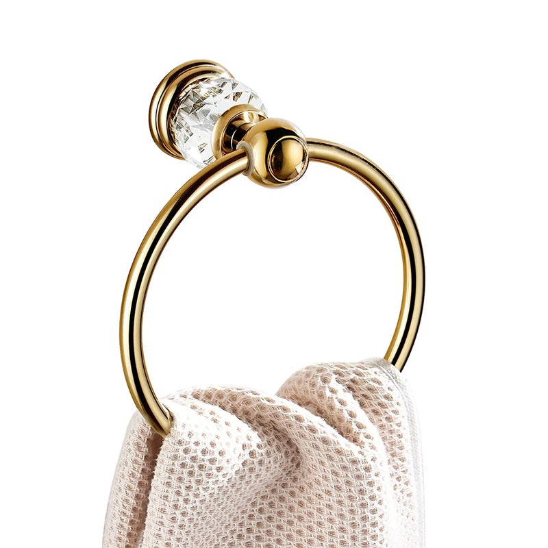 Kryształowy wieszak na ręczniki, złoty wieszak na ręczniki do łazienki, okrągły wieszak na ręczniki do dekoracji ściennej.