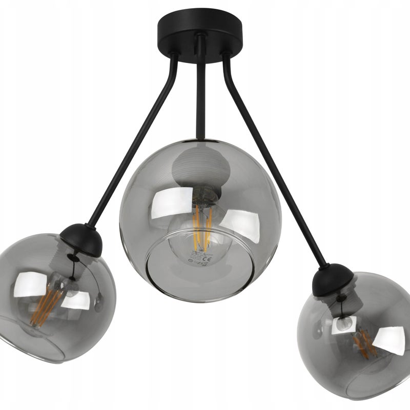 Lampa sufitowa wisząca modern 3xE27 klosz kula mix grafitowa Light Home LH