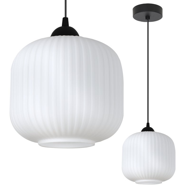 Lampa sufitowa wisząca Riffle loft 1xE27 klosz walec 20cm biały/czarny Light Home LH