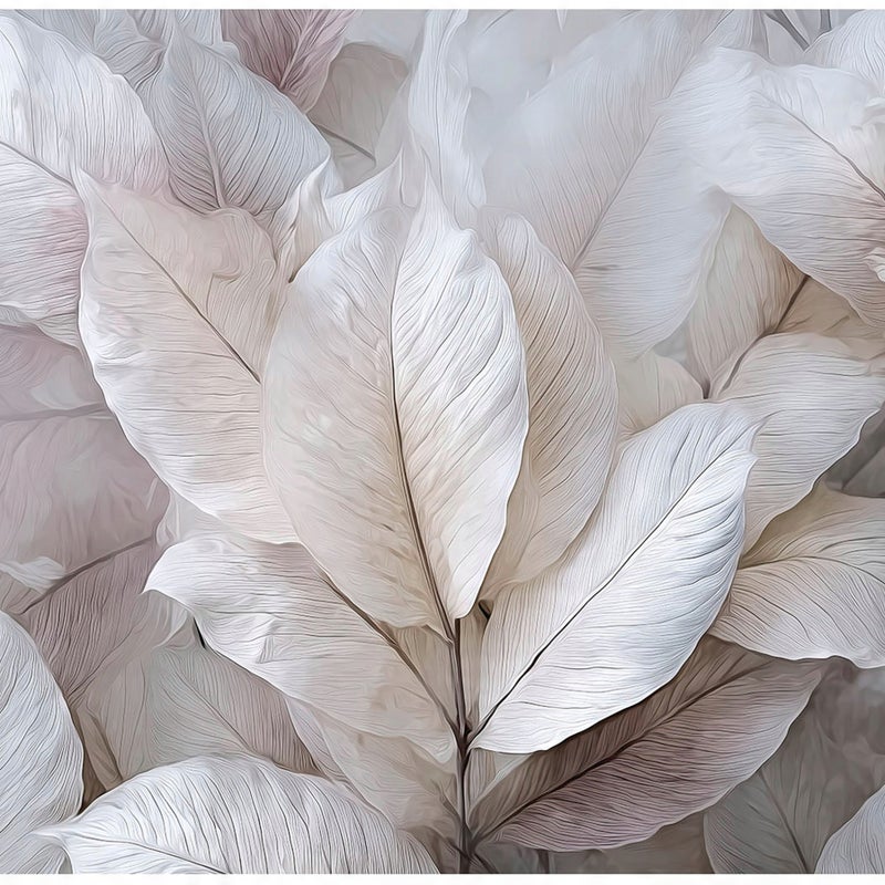 FOTOTAPETA LIŚCIE ABSTRAKCJA 3D SZARY NA ŚCIANĘ SYPIALNIA SALON 400x280