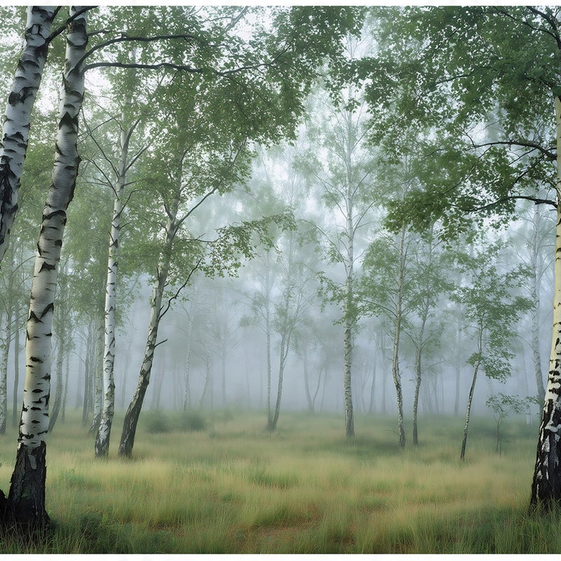 FOTOTAPETA LAS BRZOZOWY 3D DRZEWA ZIELONY NA ŚCIANĘ SYPIALNIA SALON 400x280